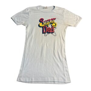 Vintage TNT Super Dad Graphic T-Shirt Mens Medium Blue Cotton Rayon Blend Retro